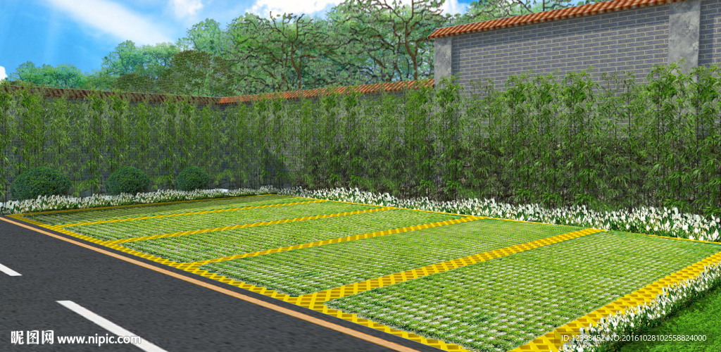 生态停车场植草地坪实景