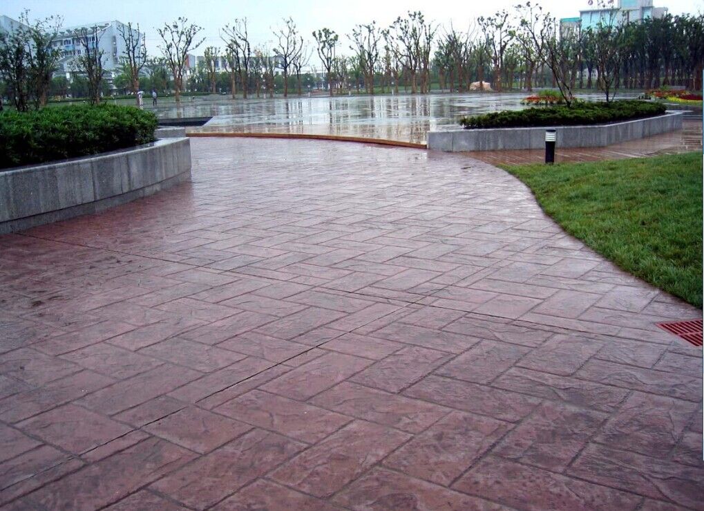 艺术地坪 彩色艺术压花路面实拍图片